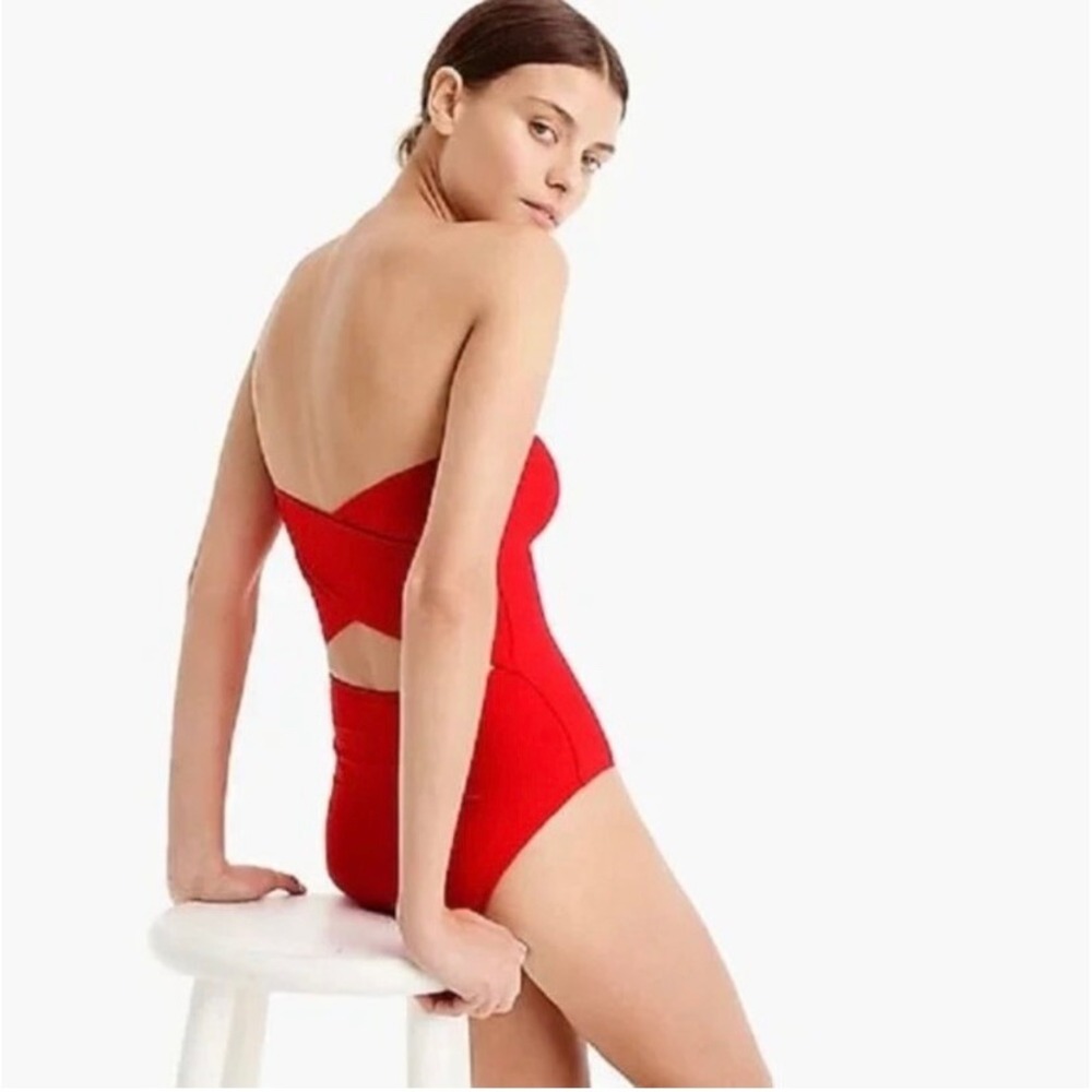 J.Crew $98 Cross-Back Bandeau‎ One-Piece Swimsuit Size 20